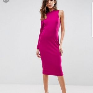 ASOS High Neck One Sleeve Midi Dress